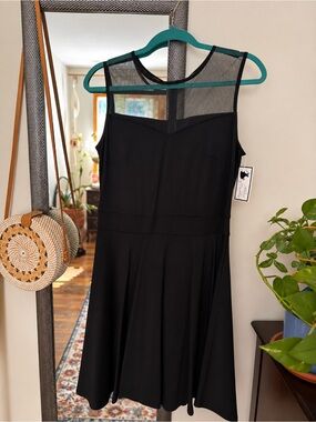 Helboise Fashion Black Mesh Illusion Fit & Flare Dress Size Large NWT